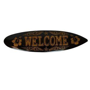 Wooden Surfboard Welcome Sign Handcrafted In Bali By Wet Products Tiki Decor